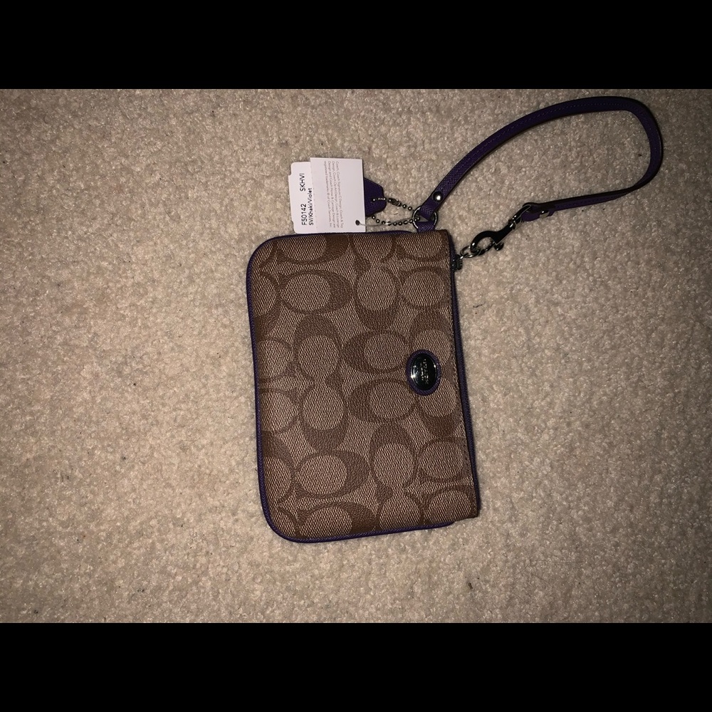 Coach wristlet purple and khaki